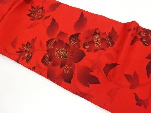 塩瀬金彩手描き花々模様名古屋帯